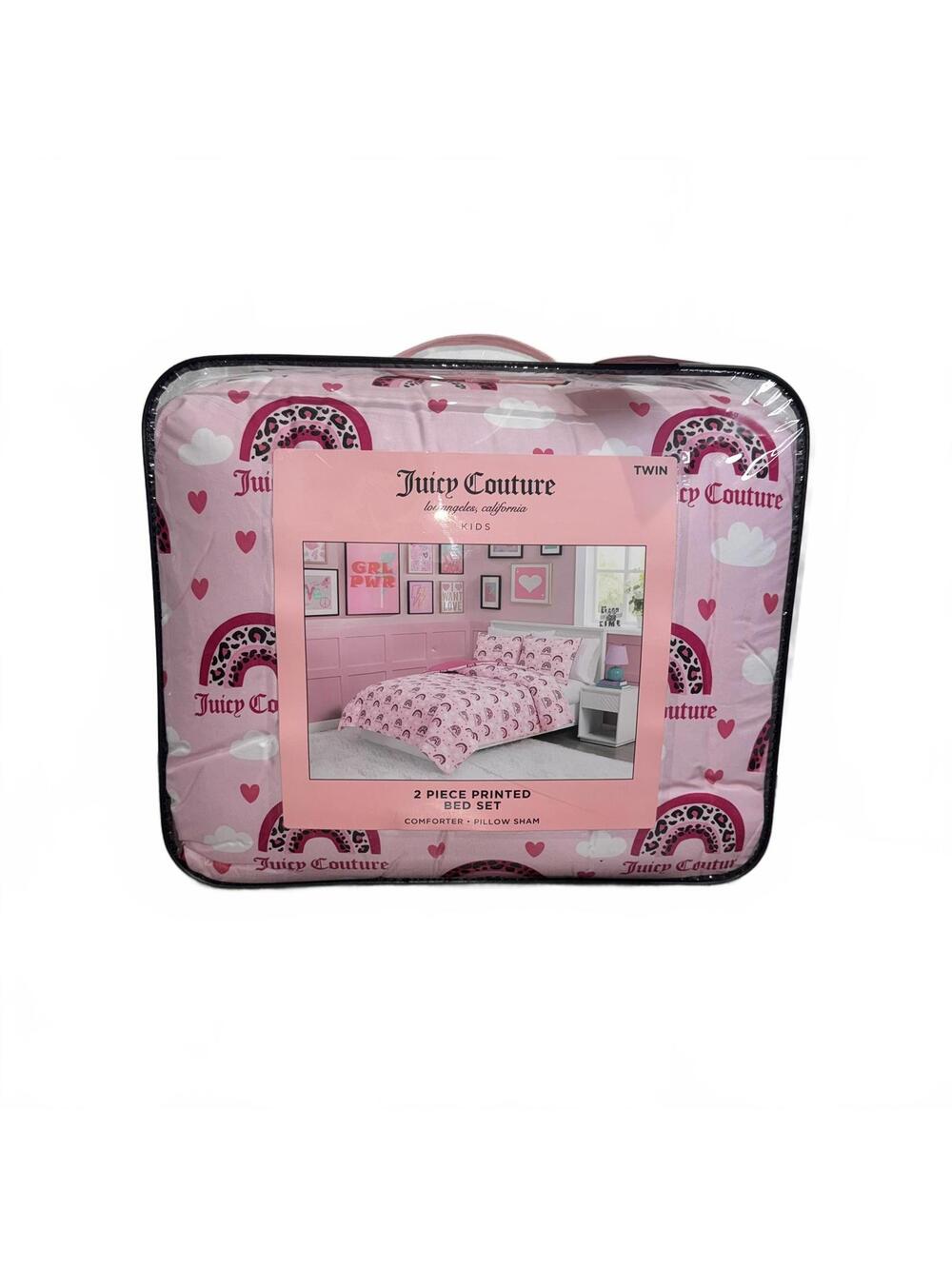 NWT Juicy Couture Kids Twin 2 Piece Printed Bed Set
